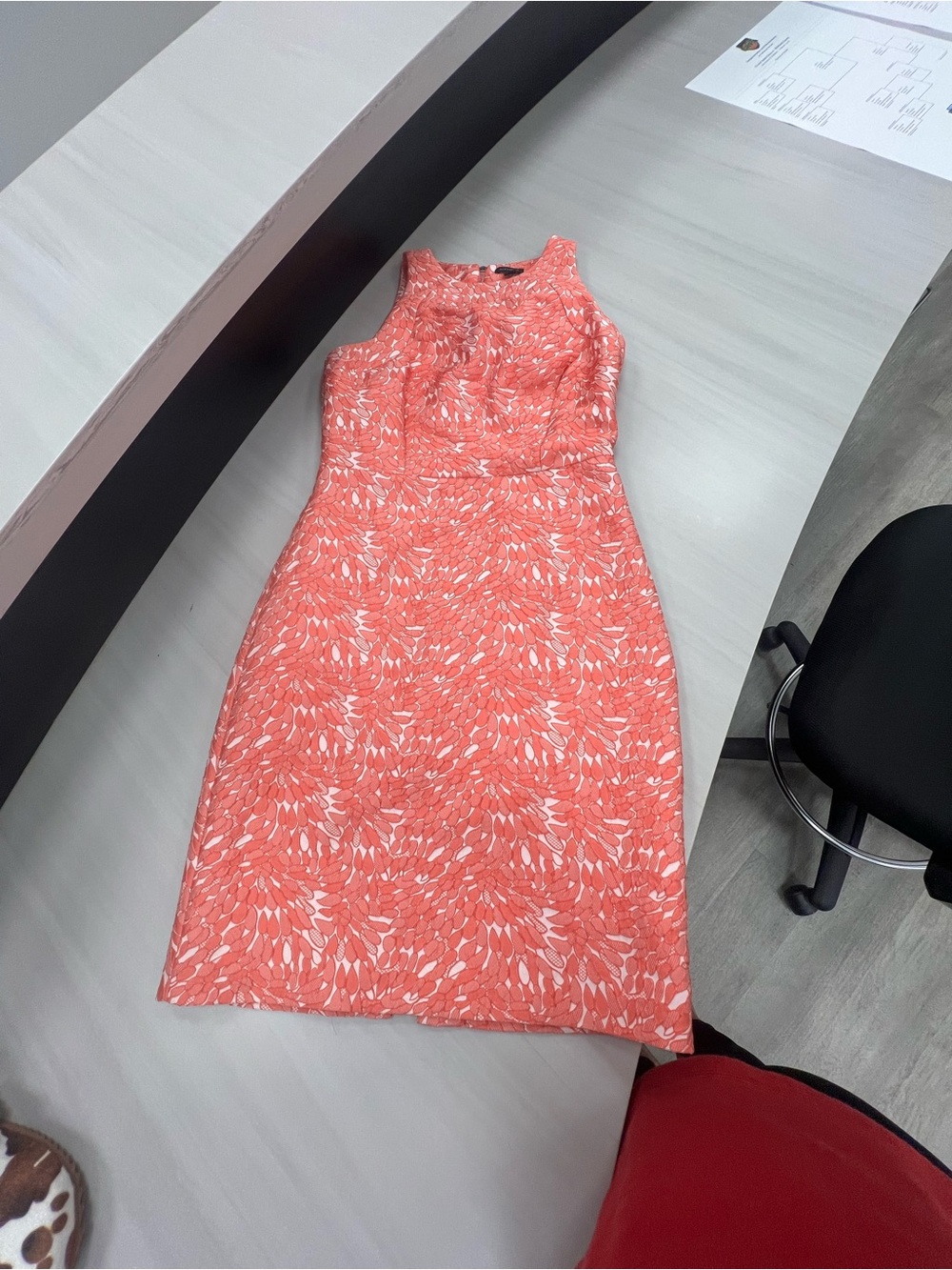 Ann Taylor Coral and White Floral Sheath Dress